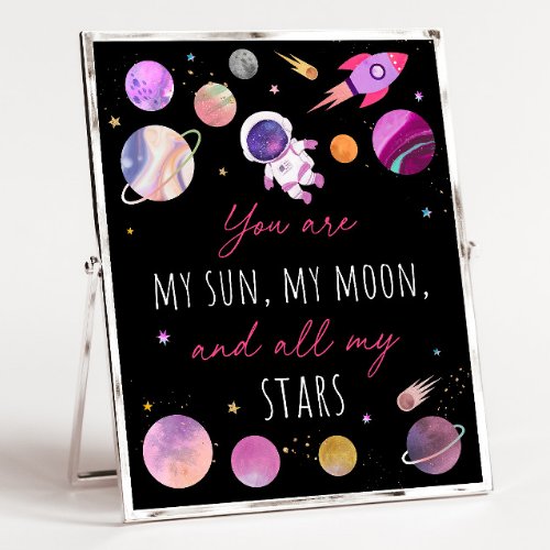 You Are My Sun Moon Stars Space Pink  Gold Poster