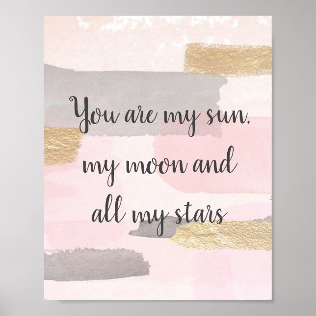 YOU ARE MY SUN - Pink Gold Quote Poster (Front)