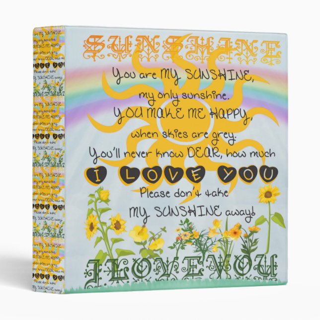 You Are My Sunshine 3 Ring Binder (Front/Spine)