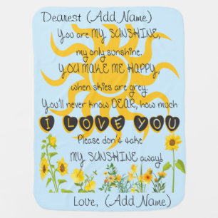 You Are My Sunshine Add Name Baby Blanket