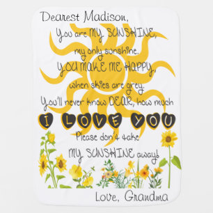 You Are My Sunshine Add Name Baby Blanket