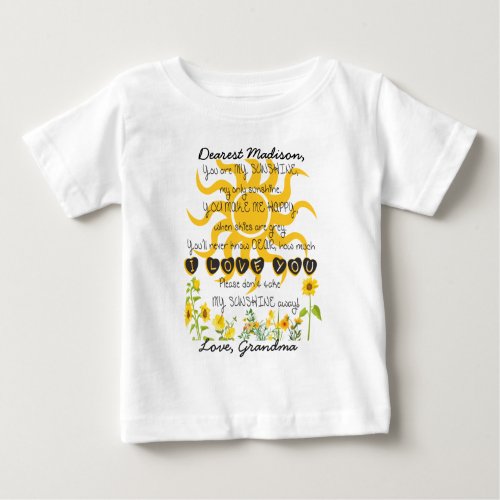 You Are My Sunshine Add Name Baby T_Shirt