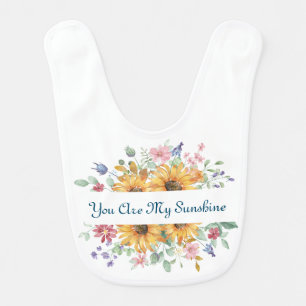 You Are My Sunshine and Sunflower Quote Baby Bib