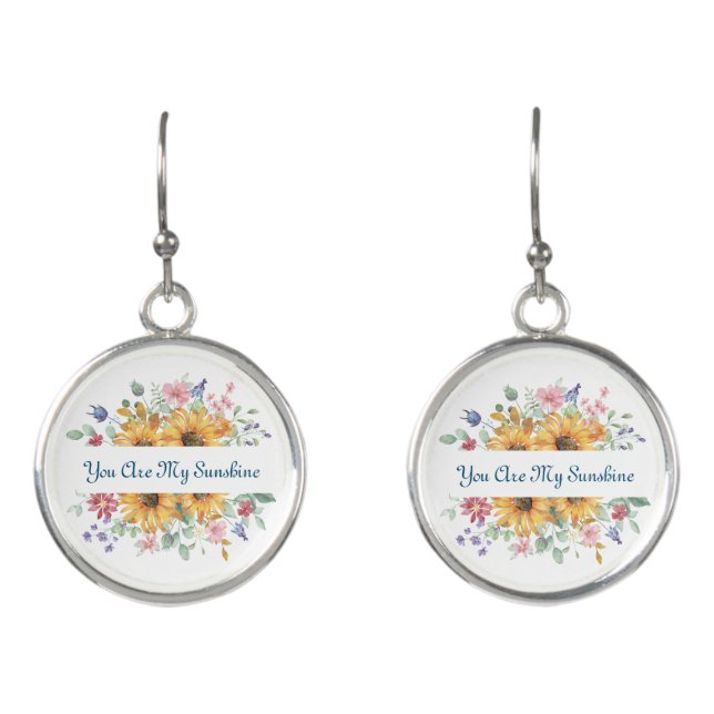 You Are My Sunshine and Sunflower Quote Earrings (Front)