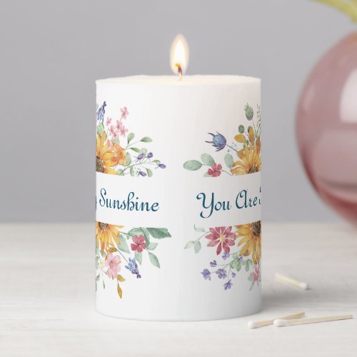 You Are My Sunshine and Sunflower Quote Pillar Candle