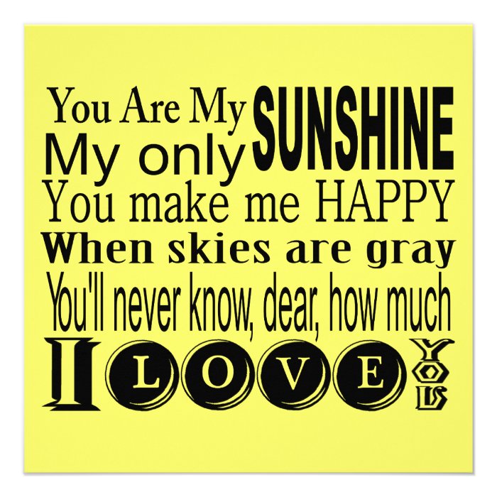 You Are My Sunshine Apparel and Gifts Invite