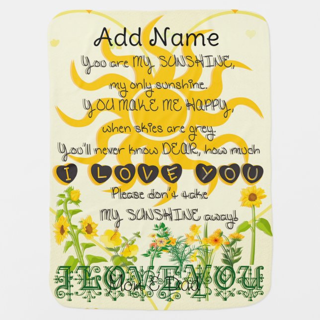 You Are My Sunshine Baby Blanket (Front)