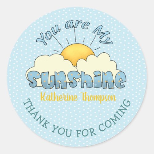 You Are My Sunshine Baby Boy Shower   Classic Round Sticker