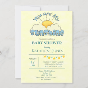 You Are My Sunshine Baby Boy Shower Invitation