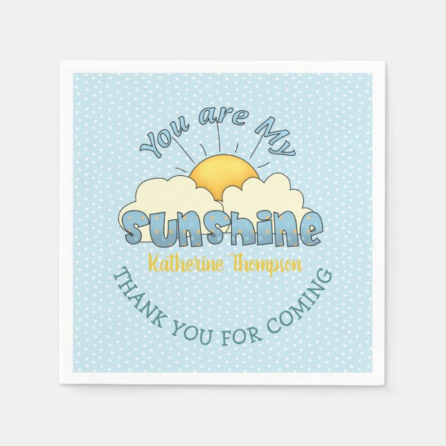 You Are My Sunshine Baby Boy Shower   Napkins (Front)