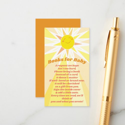 You are my Sunshine Baby Shower Books for Baby Enclosure Card
