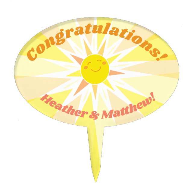 You are my Sunshine Baby Shower  Cake Topper (Front)