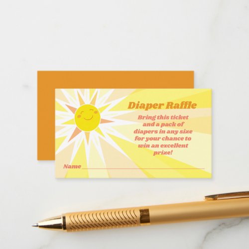 You are my Sunshine Baby Shower Diaper Raffle Enclosure Card