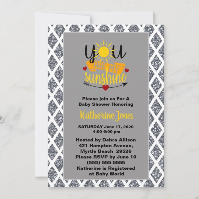 You Are My Sunshine Baby Shower Invitation (Front)