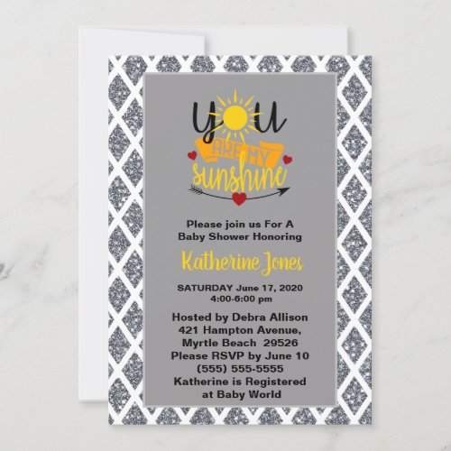 You Are My Sunshine Baby Shower Invitation