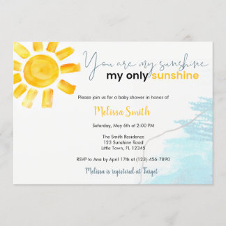 You Are My Sunshine Baby Shower Invitation