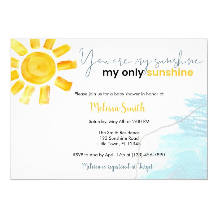 you are my sunshine baby shower invitations