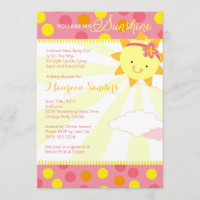 You Are My Sunshine Baby Shower Invitations - Girl