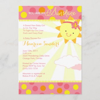 You Are My Sunshine Baby Shower Invitations - Girl by WhirlibirdExpress at Zazzle