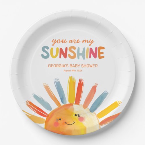 You Are My Sunshine Baby Shower Paper Plates