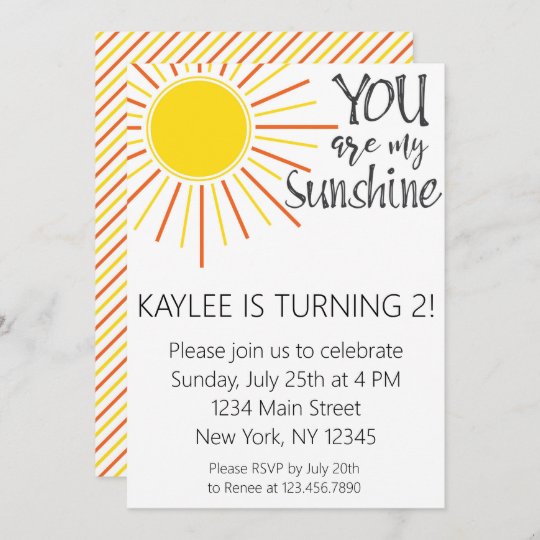 You are My Sunshine Birthday Invitation | Zazzle.com