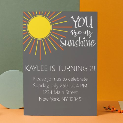 You are My Sunshine Birthday Invitation