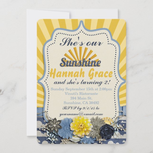 You are my Sunshine Birthday Invitation (Front)