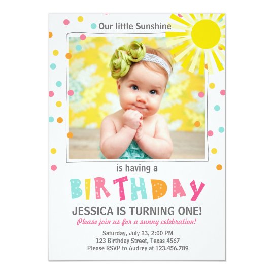 You Are My Sunshine Birthday Invitation Girl Zazzle Com