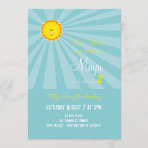 You are my Sunshine Birthday Invitation -turquoise