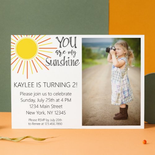 You are My Sunshine Birthday Invitation w picture