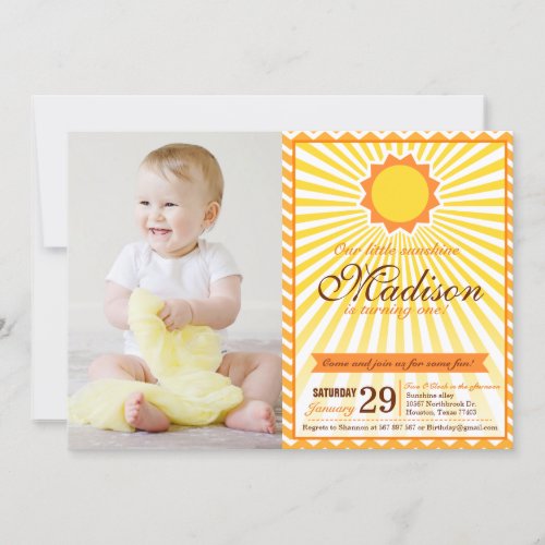 You are my Sunshine Birthday Photo Invitation