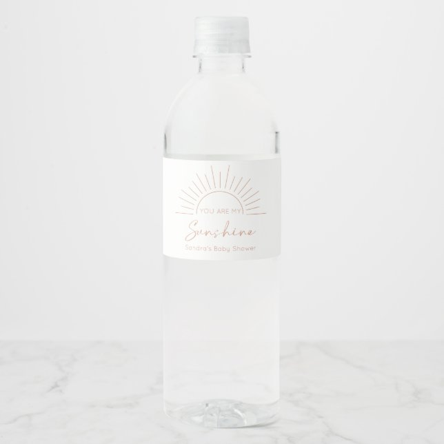 You Are My Sunshine Boho Baby Shower Water Bottle Label (Front)