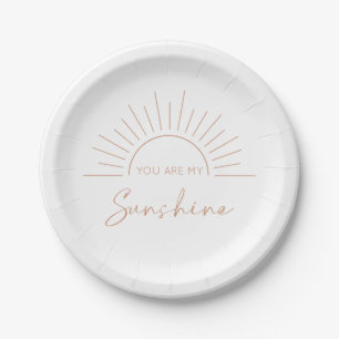 You Are My Sunshine Boho Modern Baby Shower Paper Plates