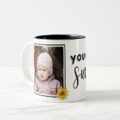"You Are My Sunshine " Bright Sunflower Photo Two-Tone Coffee Mug (Front Left)