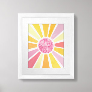 You Are My Sunshine Bright Watercolor Baby Gift Framed Art