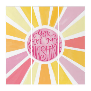You Are My Sunshine Bright Watercolor Baby Gift Triptych