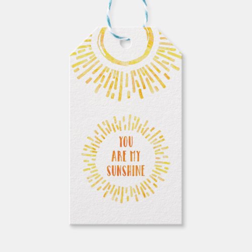 You are my Sunshine Bright Watercolor Gift Tags