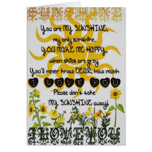 You are my sunshine cards