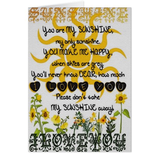 You are my sunshine cards (Front)