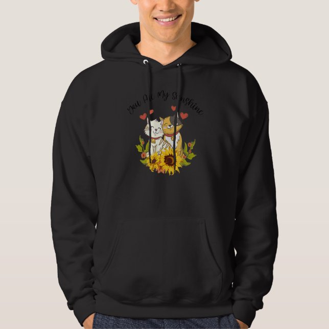 You Are My Sunshine Cat Sunflower Cute Cat Lover Hoodie (Front)