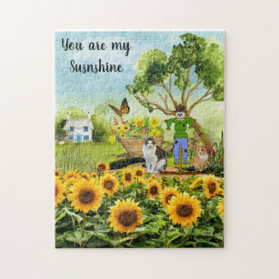 You Are My Sunshine Cats and Sunflowers Jigsaw Puzzle