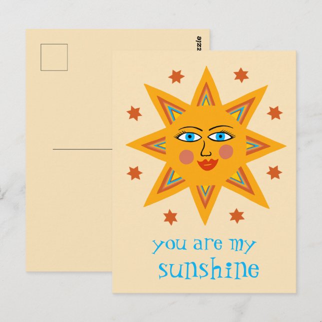 You are my Sunshine Cheerful Sun CUSTOM Postcard (Front/Back)