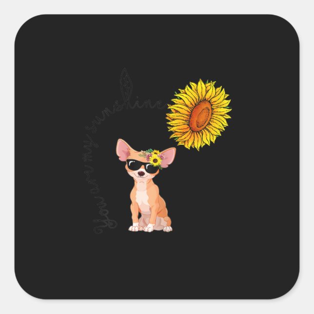 You Are My Sunshine Chihuahua Sunflower Chiahuahua Square Sticker (Front)