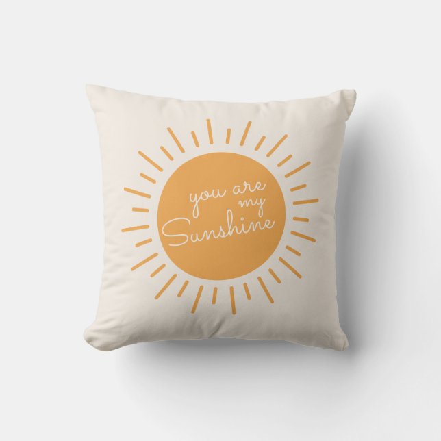 You are my Sunshine | Cute Boho Yellow Throw Pillow (Front)