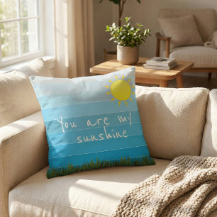 You Are My Sunshine Cute Sun Clouds Blue Sky Throw Pillow
