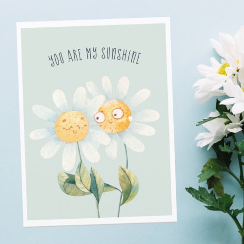 You Are My Sunshine  Daisy Floral Kids Valentine Holiday Postcard