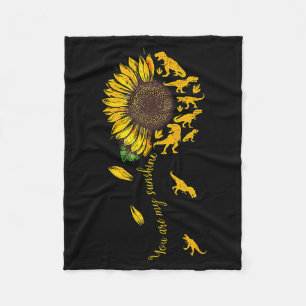 You Are My Sunshine Dinosaur T-rex Sunflower Fleece Blanket