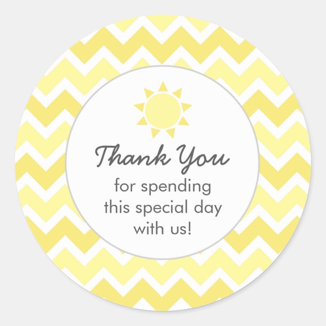You are my sunshine favor bag thank you classic round sticker (Front)