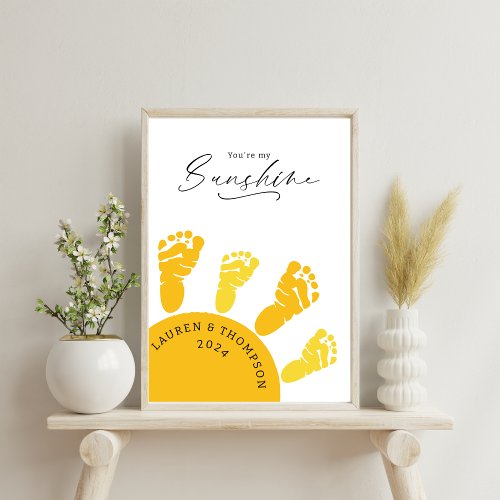 You Are My Sunshine Footprints Poster
