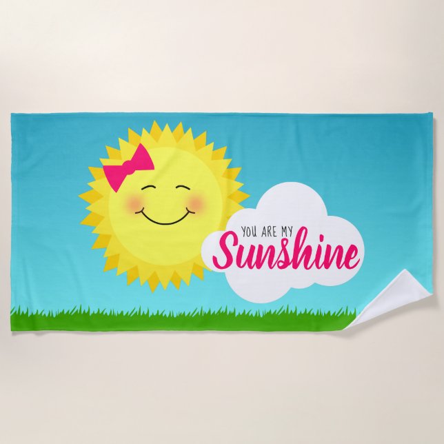 You Are My Sunshine Girly Sun Beach Towel (Front)